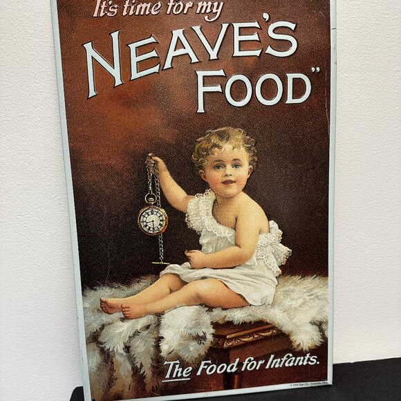Vintage "It's Time For My Neaves's Food For Infants"Reproduction Tin Sign/EUC - Picture 2 of 10